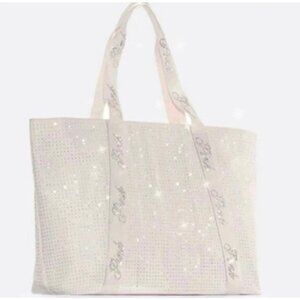 VS PINK BLACK FRIDAY 2025 LIMITED EDITION WINTER WHITE BLING TOTE BAG